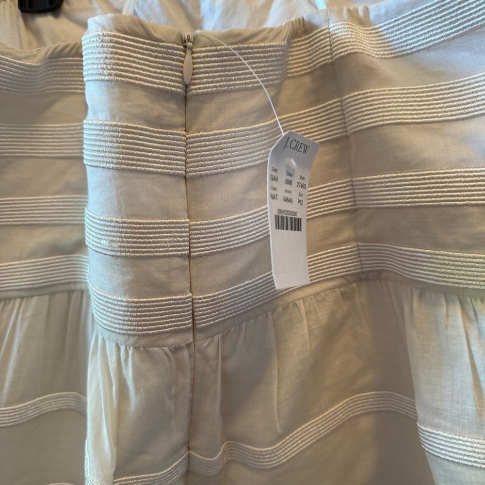 J.Crew Ivory Striped Strapless Textured Dress – Women’s Size 12P - Picture 4 of 5